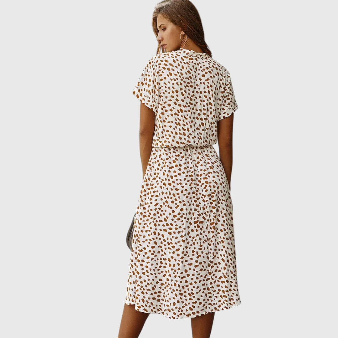 Printed Button-Front Midi Dress
