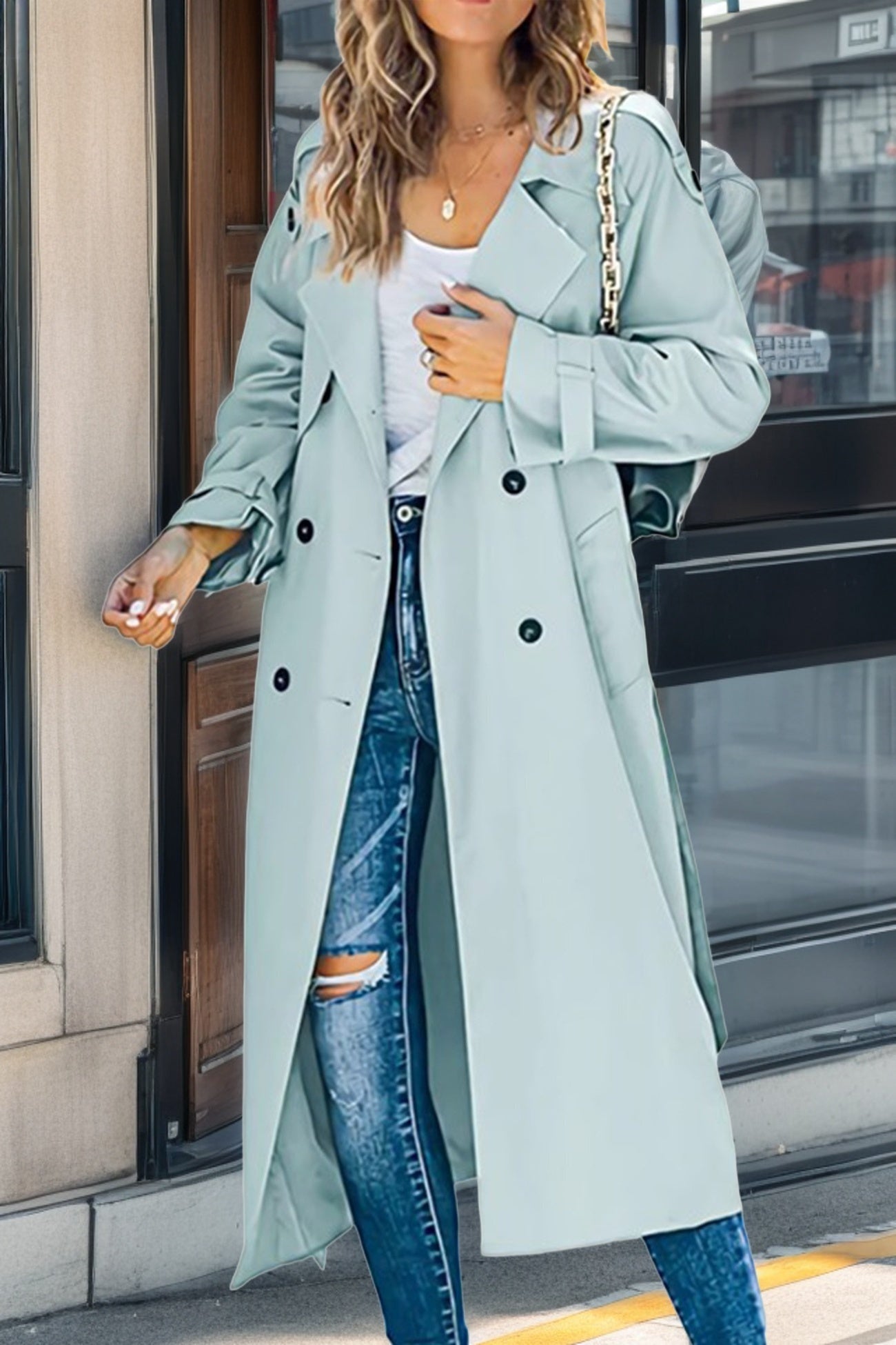 Chicer Trenchcoat Mit Knopfschluss Für Damen