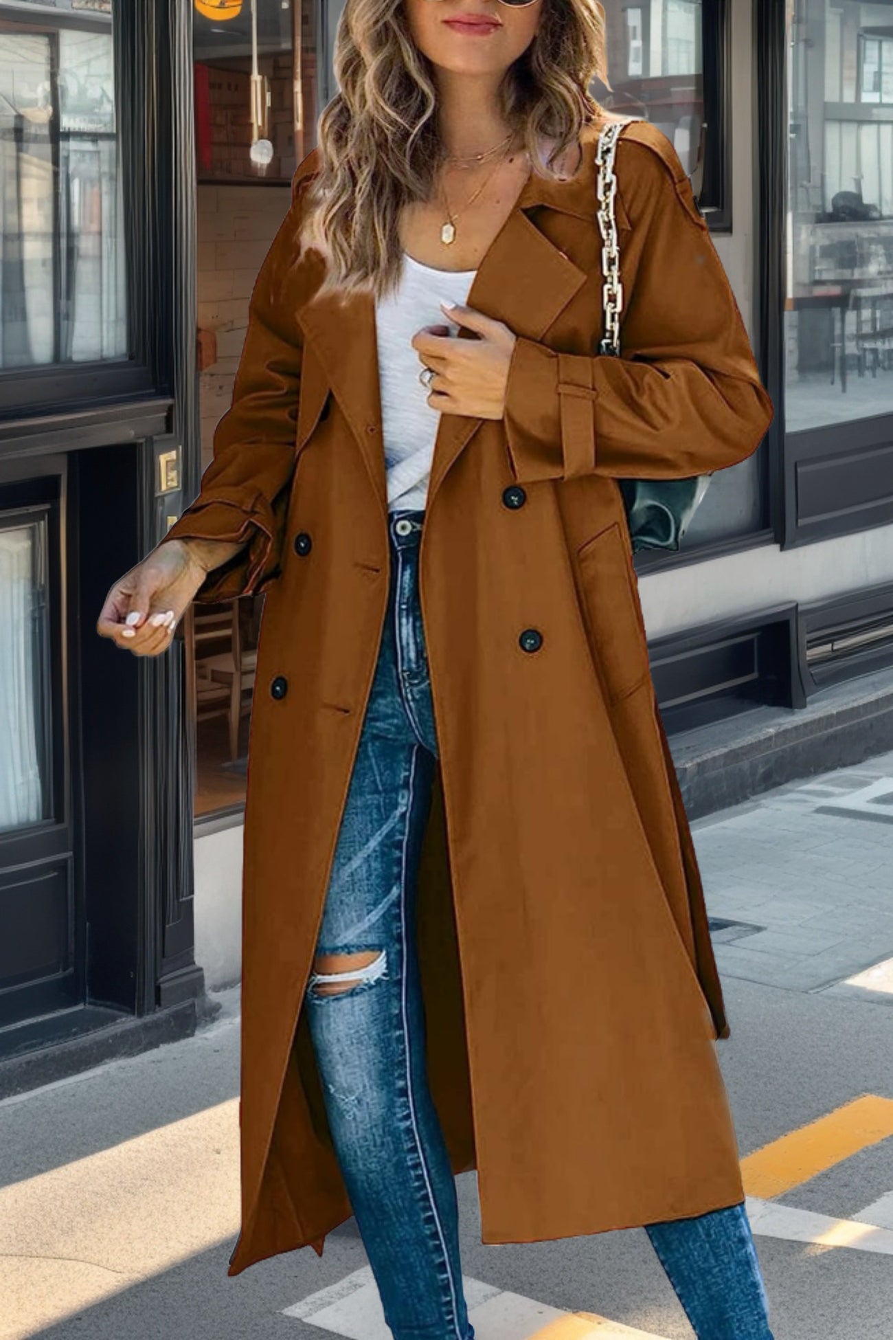 Chicer Trenchcoat Mit Knopfschluss Für Damen