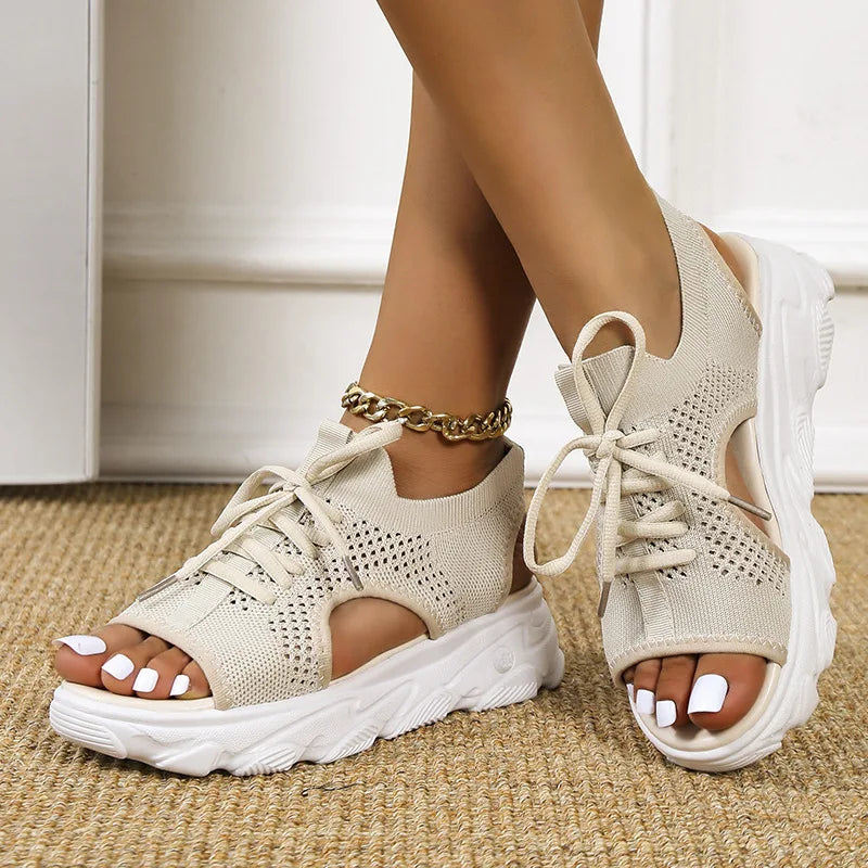 Women’s Orthopedic Cushioned Sandals with Arch Support and Lace Up Design