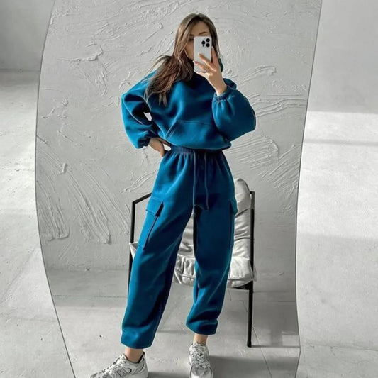 Women's Cargo Hoodie Two Piece Set Relaxed Fit Jogger Pants Outfit