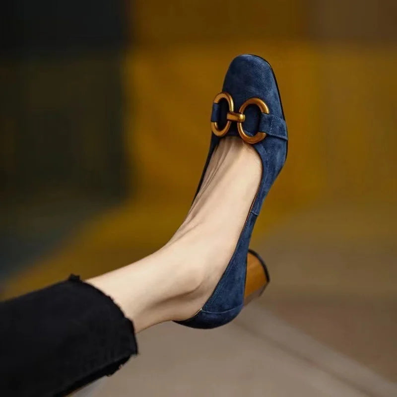 Women’s Orthopedic Block Heel Pumps with Cushioned Insole and Adjustable Strap