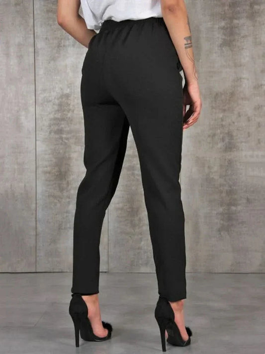 Women’s High Waist Slim Fit Pants with Tie Waist and Tapered Leg