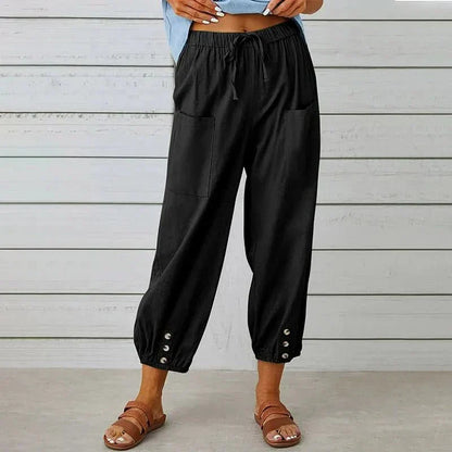 Women’s High Waist Harem Pants with Drawstring and Relaxed Fit