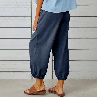 Women’s High Waist Harem Pants with Drawstring and Relaxed Fit