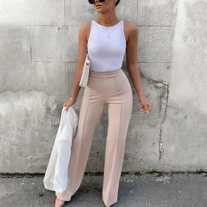 Women’s High Waist Flared Pants with Slim Fit and Stretch Comfort