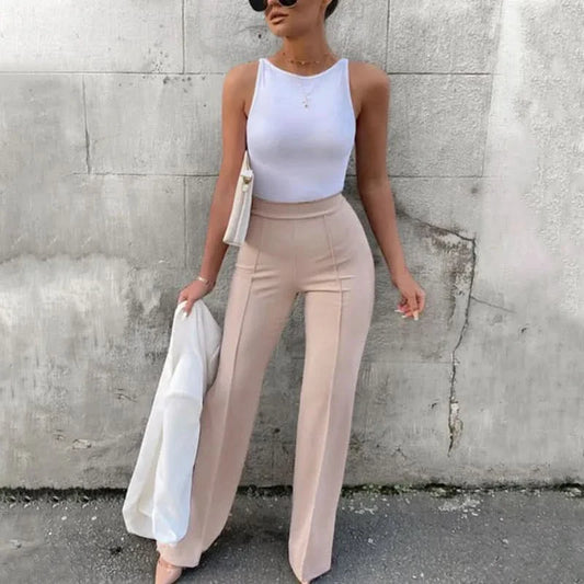 Women’s High Waist Flared Pants with Slim Fit and Stretch Comfort