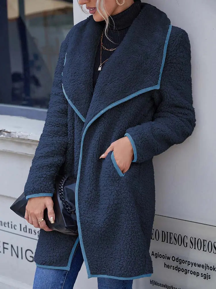 Weicher Fleece Mantel mit Offener Vorderseite Winter Damen