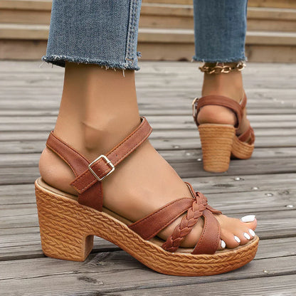 Women’s Adjustable Strap Wedge Sandals with Cushioned Sole
