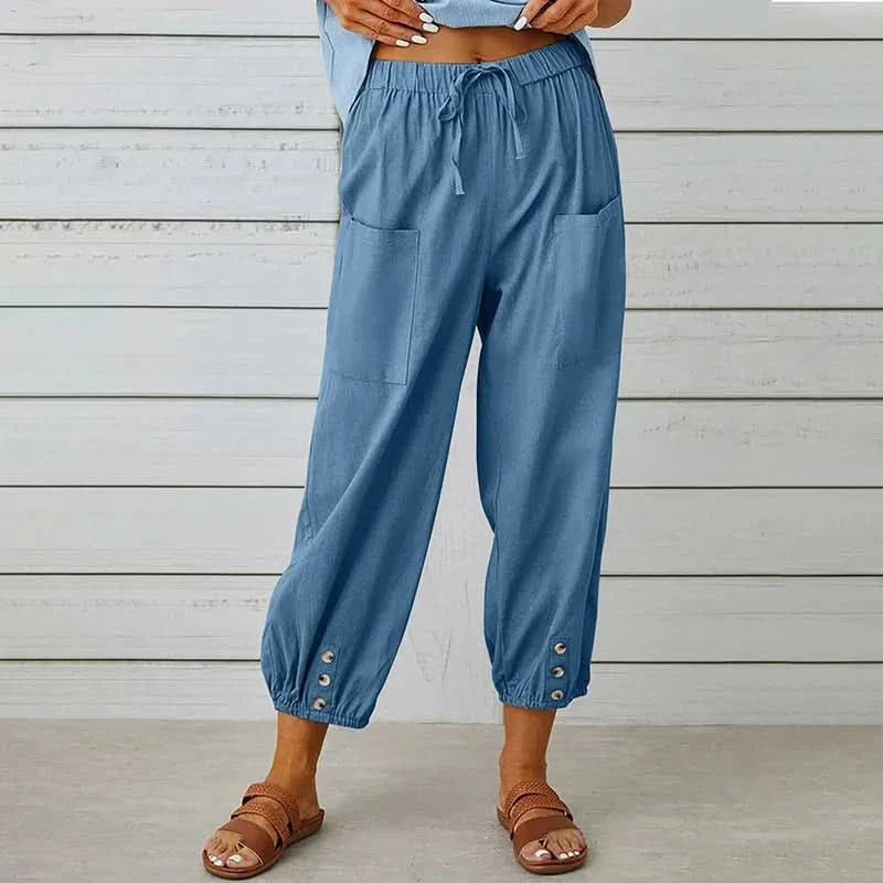 Women’s High Waist Harem Pants with Drawstring and Relaxed Fit