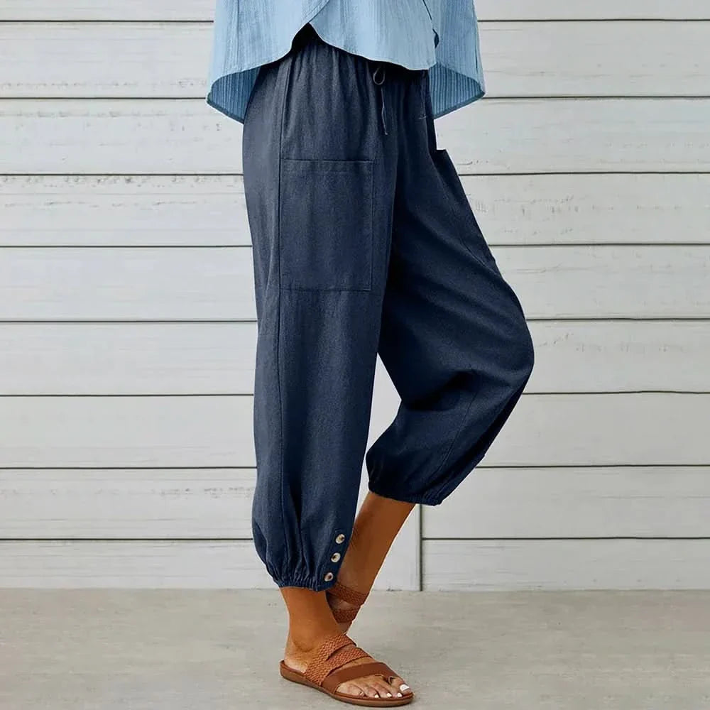 Women’s High Waist Harem Pants with Drawstring and Relaxed Fit