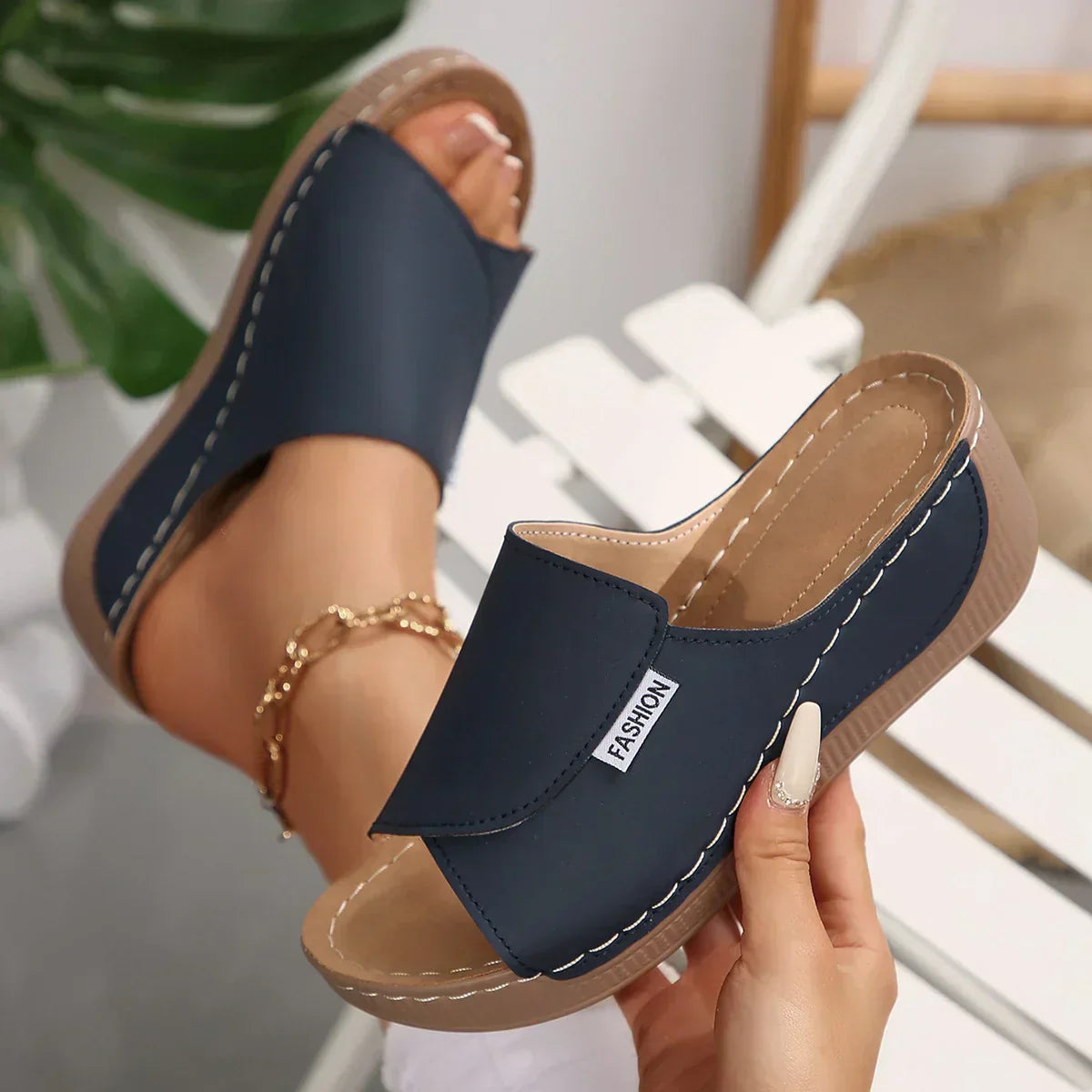 Women’s Orthopedic Wedge Heel Sandals with Cushioned Sole and Slip On Design