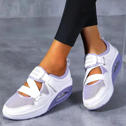 Women’s Breathable Slip On Sneakers with Velcro Strap and Cushioned Sole