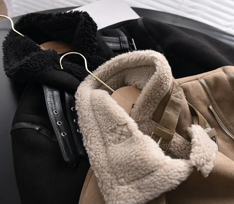 Aviator Jacke Sherpa Gefüttert Stylische Winterkleidung Damen