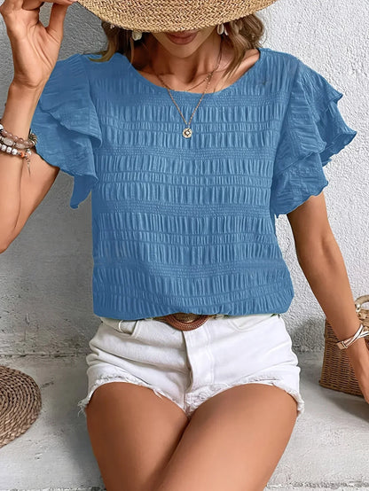 Chic Lightweight Ruffle Sleeve Blouse for Women