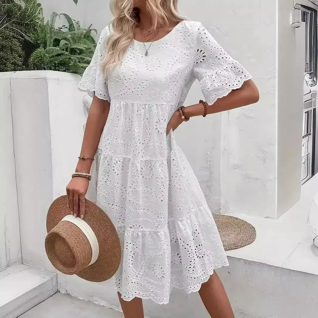 Amelie | Women’s Eyelet Midi Dress