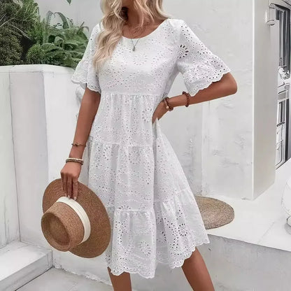 Amelie | Women’s Eyelet Midi Dress