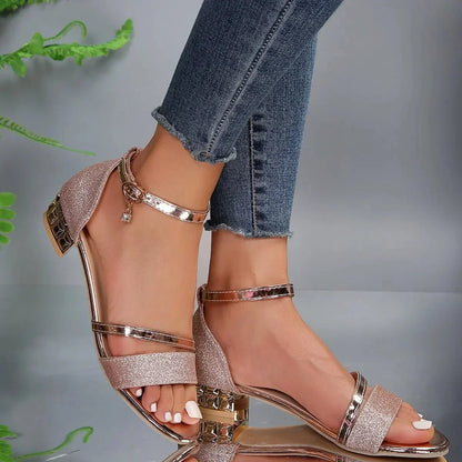 Women’s Orthopedic Heeled Sandals with Cushioned Sole and Adjustable Strap
