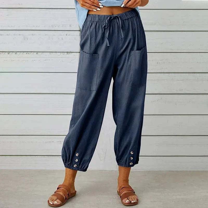Women’s High Waist Harem Pants with Drawstring and Relaxed Fit