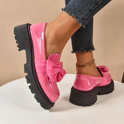 Women’s Platform Loafers with Bow Detail and Cushioned Insole