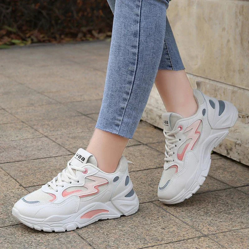 Women’s Chunky Sneakers with Multicolor Design and Cushioned Sole