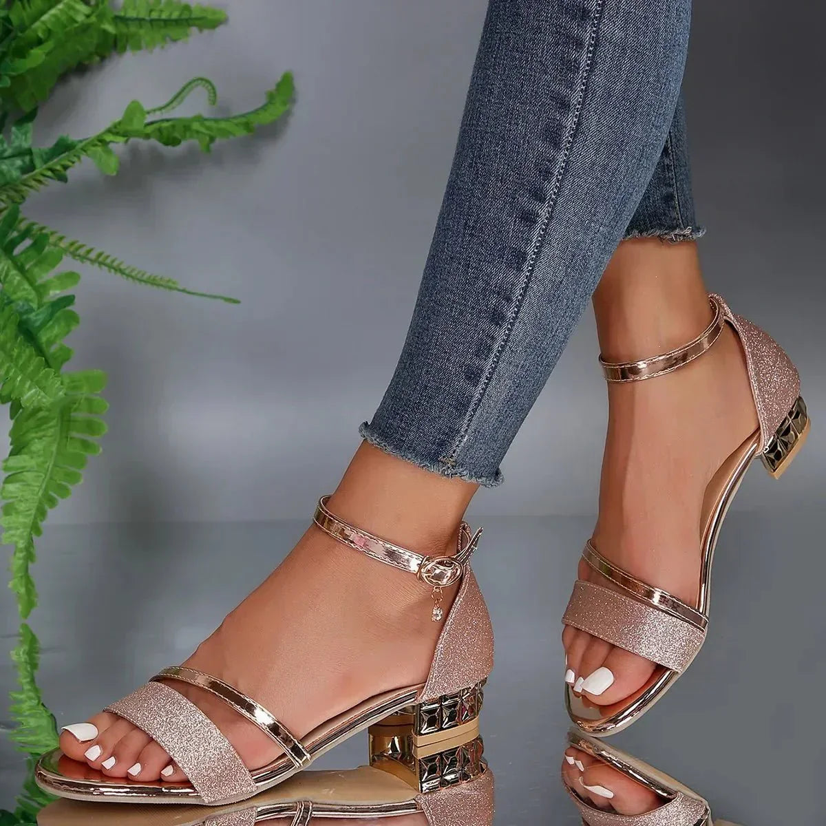 Women’s Orthopedic Heeled Sandals with Cushioned Sole and Adjustable Strap