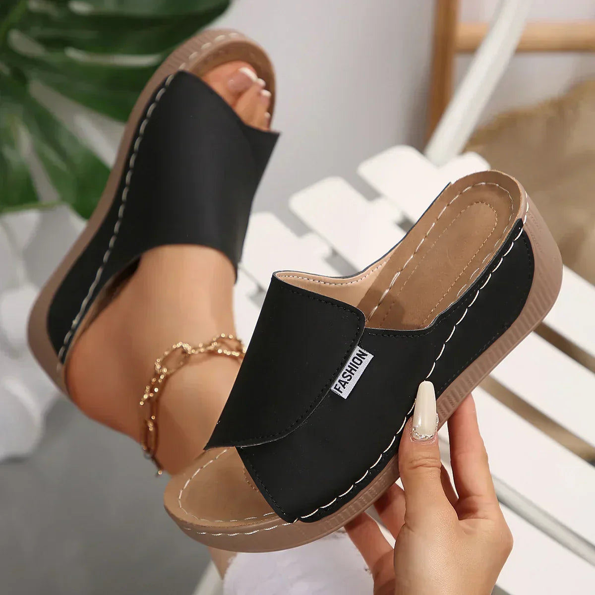 Women’s Orthopedic Wedge Heel Sandals with Cushioned Sole and Slip On Design