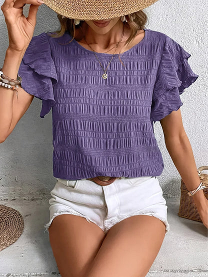 Chic Lightweight Ruffle Sleeve Blouse for Women