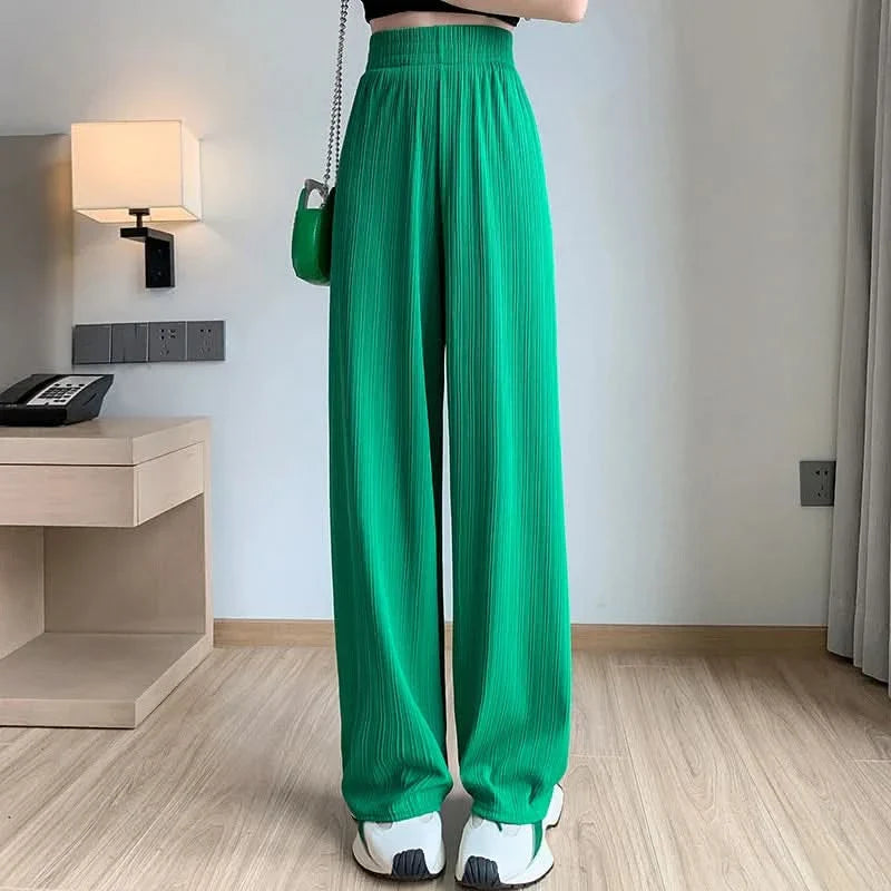 Women’s High Waist Pleated Wide Leg Pants with Flowing Fit