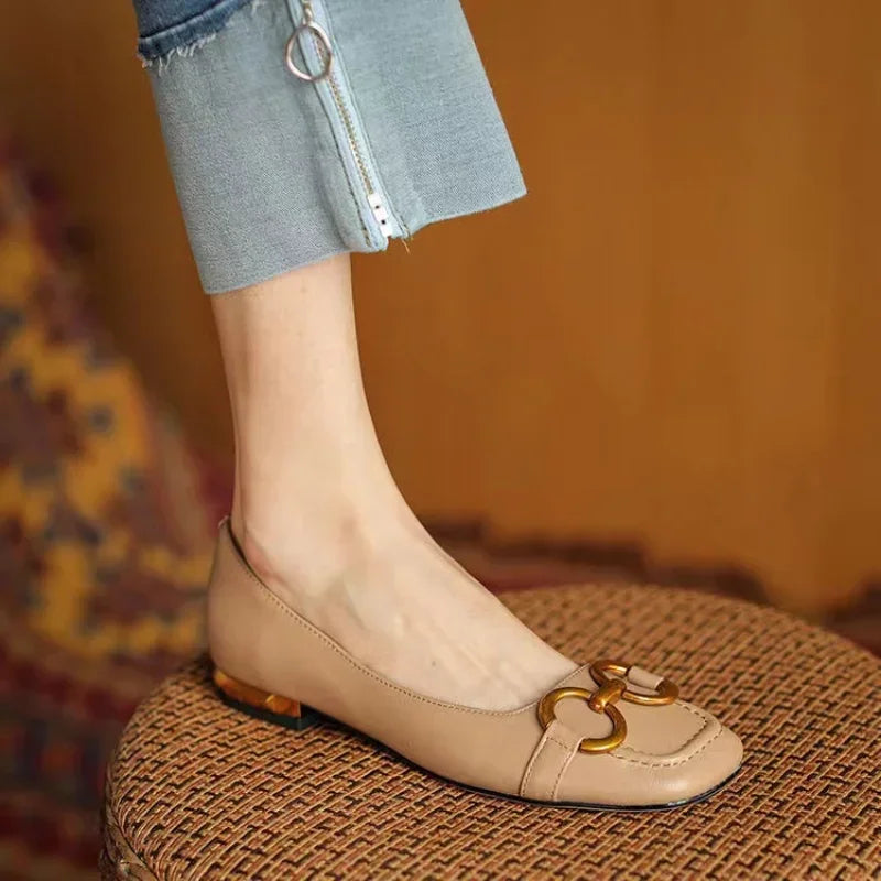 Women’s Orthopedic Ballet Flats with Cushioned Insole and Buckle Detail
