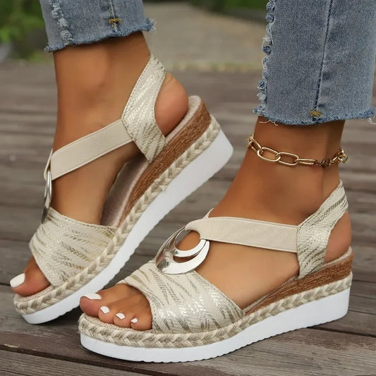 Women’s Orthopedic Wedge Sandals with Adjustable Straps and Cushioned Sole
