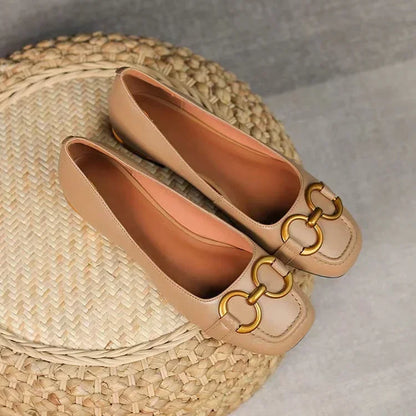 Women’s Orthopedic Ballet Flats with Cushioned Insole and Buckle Detail