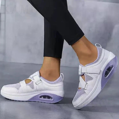 Women’s Breathable Slip On Sneakers with Velcro Strap and Cushioned Sole
