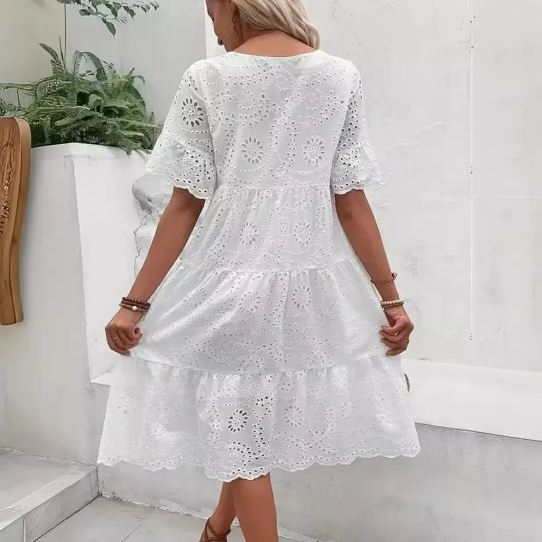 Amelie | Women’s Eyelet Midi Dress
