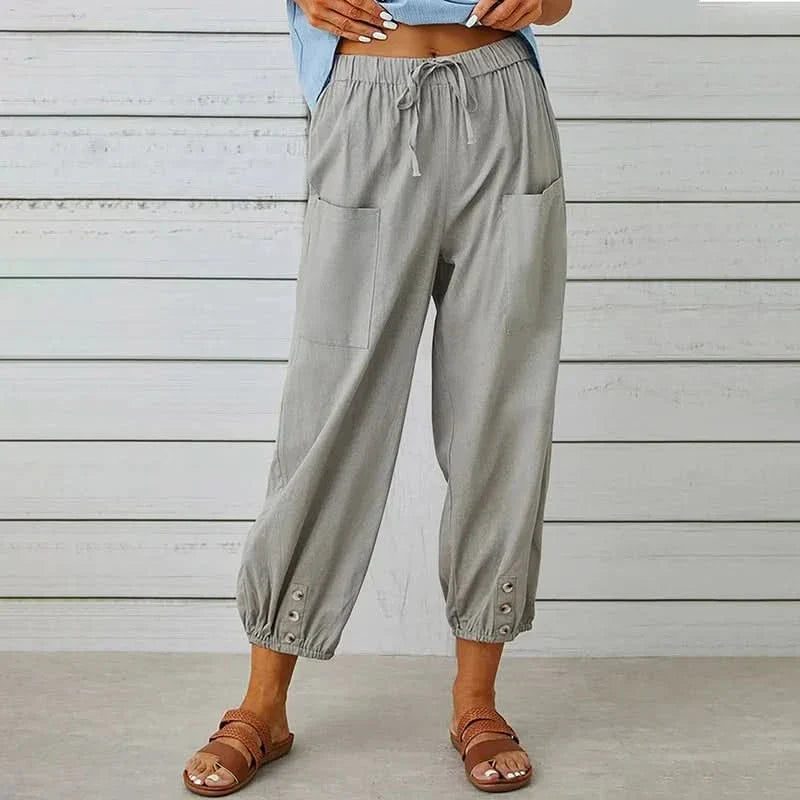Women’s High Waist Harem Pants with Drawstring and Relaxed Fit