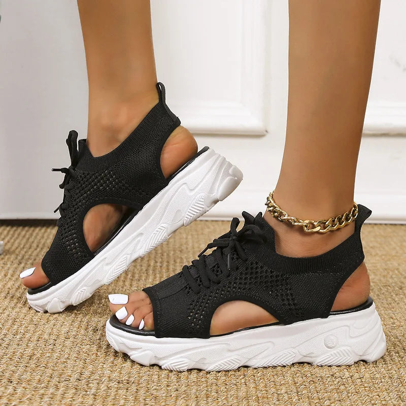 Women’s Orthopedic Cushioned Sandals with Arch Support and Lace Up Design