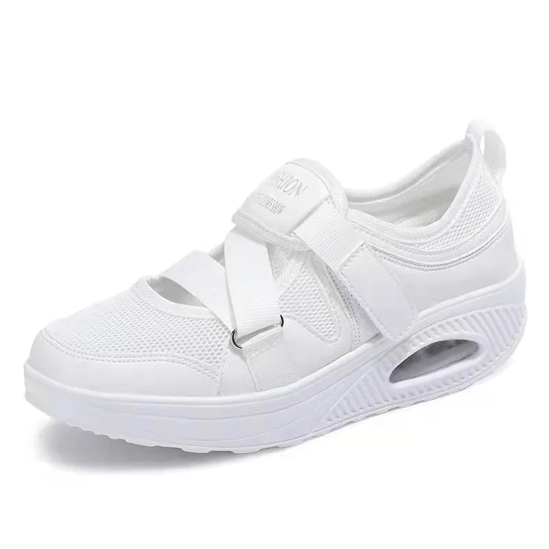 Women’s Breathable Slip On Sneakers with Velcro Strap and Cushioned Sole
