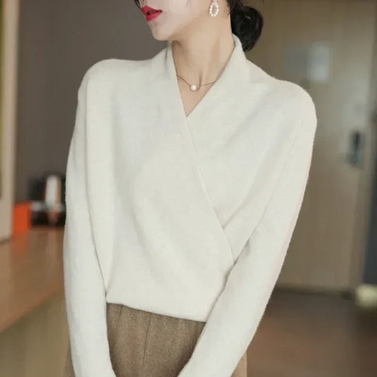 Mabel | Women’s Spring Wrap Neck Knit Top