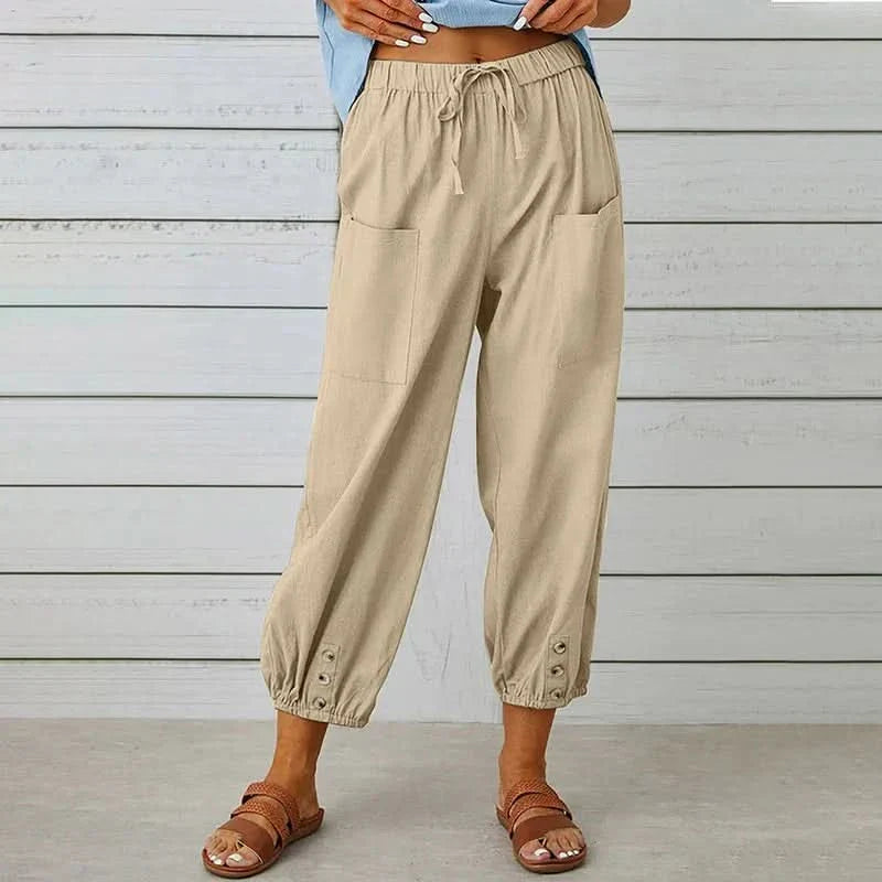 Women’s High Waist Harem Pants with Drawstring and Relaxed Fit