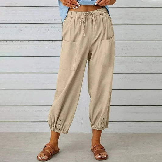 Women’s High Waist Harem Pants with Drawstring and Relaxed Fit