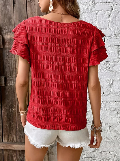 Chic Lightweight Ruffle Sleeve Blouse for Women