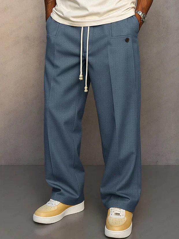 Men's Relaxed Fit Pants with Drawstring Waist and Pockets