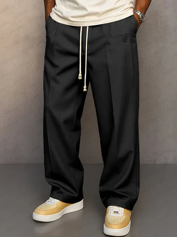 Men's Relaxed Fit Pants with Drawstring Waist and Pockets