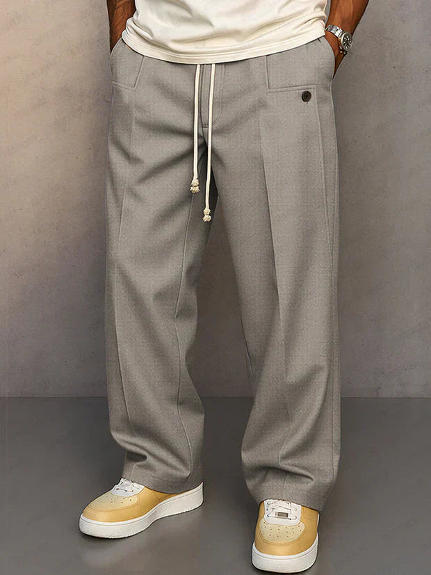Men's Relaxed Fit Pants with Drawstring Waist and Pockets