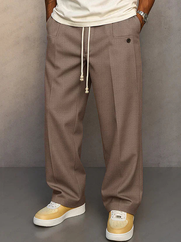 Men's Relaxed Fit Pants with Drawstring Waist and Pockets
