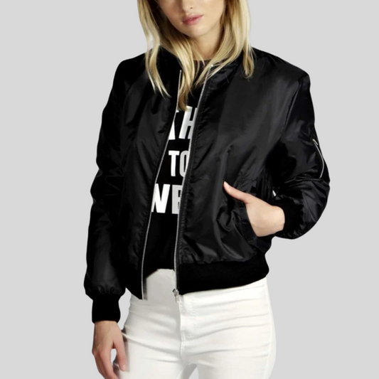 Trendsetting Bomber Jacket With Ribbed Cuffs