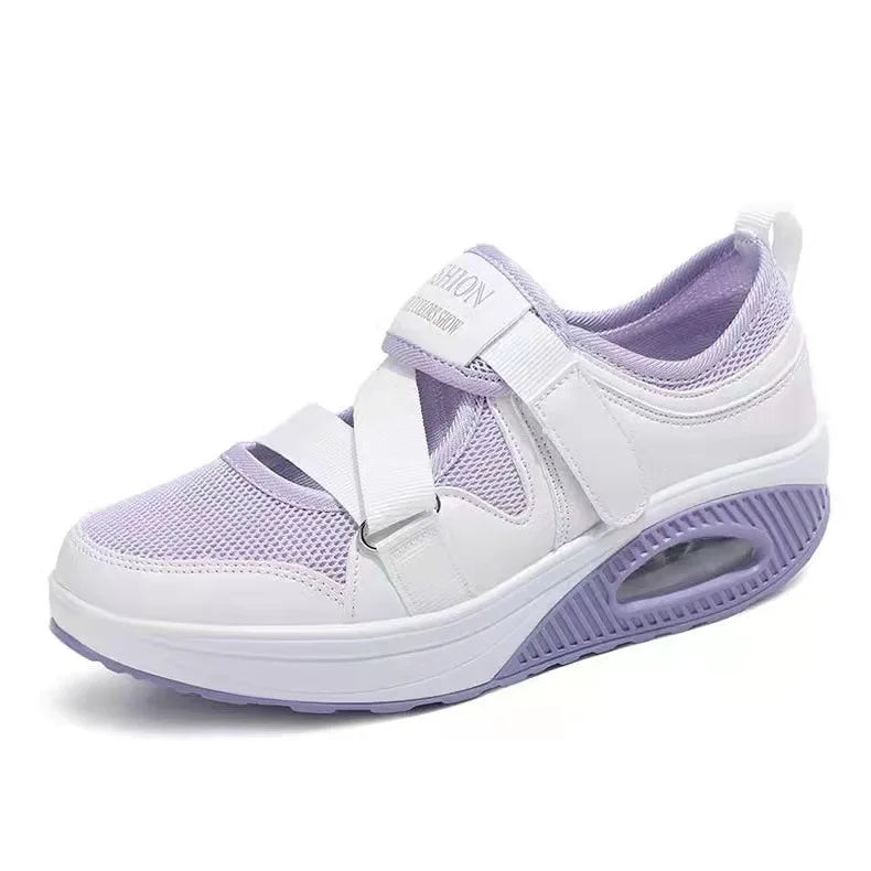 Women’s Breathable Slip On Sneakers with Velcro Strap and Cushioned Sole