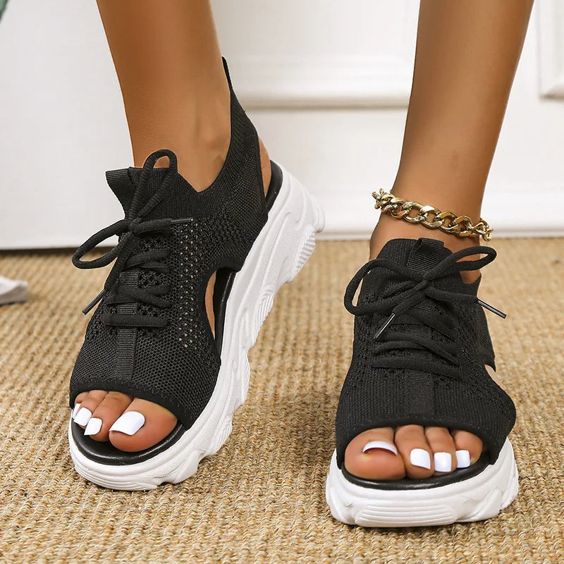 Women’s Orthopedic Cushioned Sandals with Arch Support and Lace Up Design