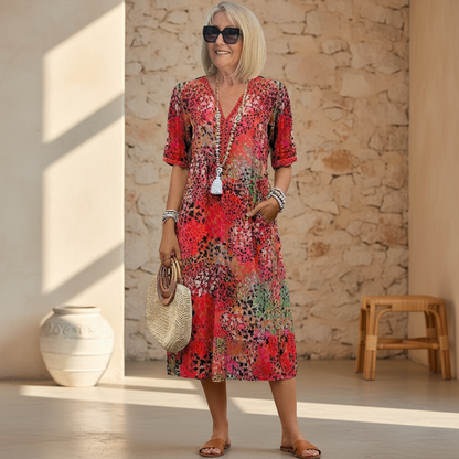 Fabinyi | Effortless Confidence and Comfort Patterned Midi Dress