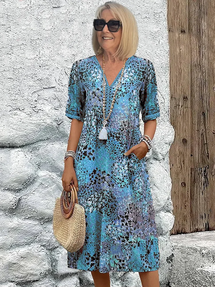 Fabinyi | Effortless Confidence and Comfort Patterned Midi Dress
